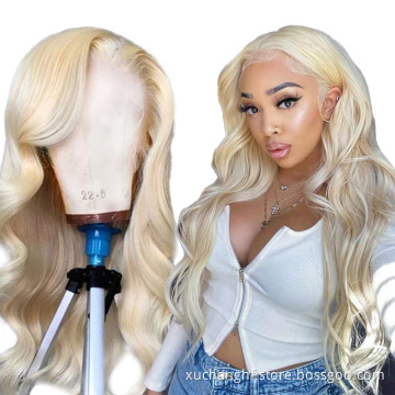 40inch thick ends virgin cuticle aligned Brazilian hair blonde hd lace frontal wig, blonde human hair full lace wig